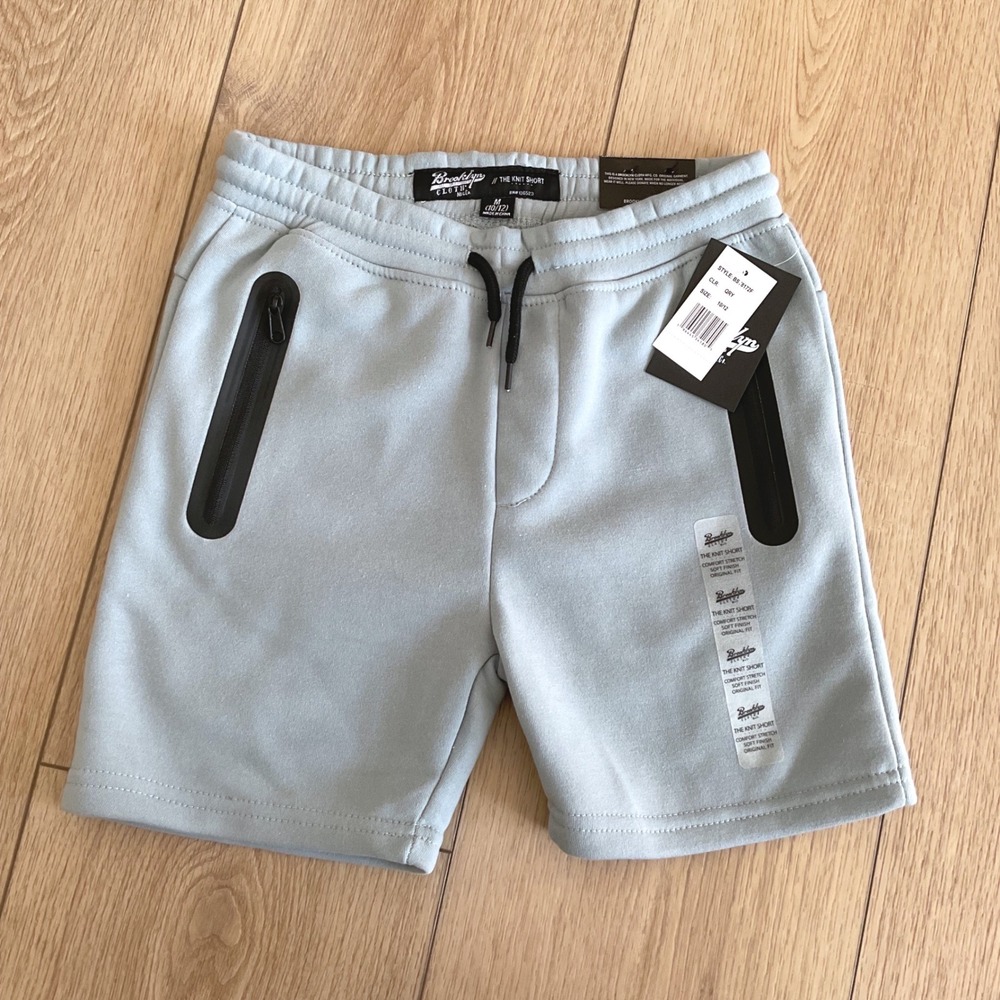 Brooklyn Cloth Kids The‎ Knit Short Light Blue Zip Pockets Size 10/12